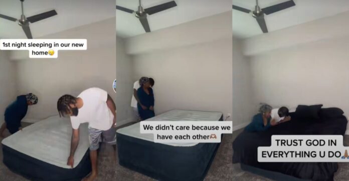 Netizens praise new couple who moved into their new home with nothing but an air mattress.| Battabox.com