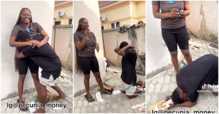 Grateful Nigerian lady surprises security man who gave her his salary