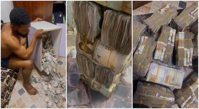 Nigerian man breaks open piggy bank, counts N5.5 million he saved