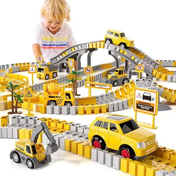 Kindergarten Race tracks and construction toys