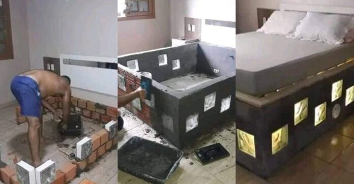 Absurd creativity: Man uses bricks and cement to make his bed frame  | Battabox.com