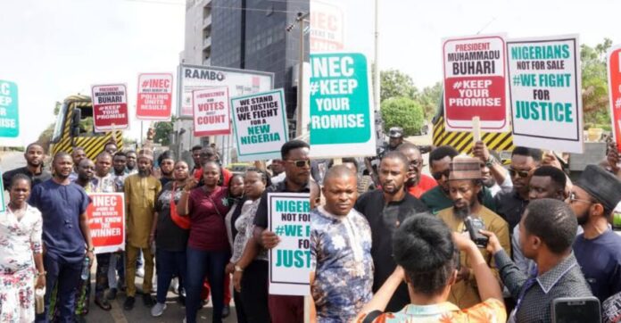 Breaking: Youths protest at the INEC collation center, accuse them of failing to conduct free and fair presidential election | Battabox.com