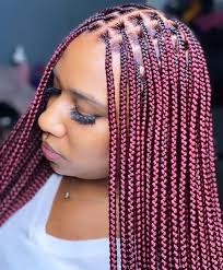 Colored knotless braids