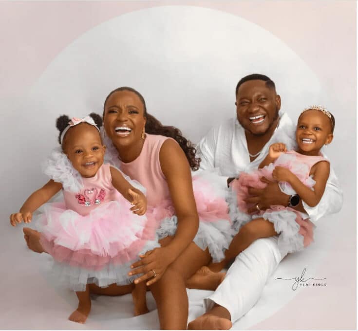 Comedian Ajebo, his wife and two oldest daughter