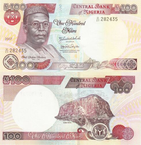The Nigerian Hundred naira note showing zuma rock.