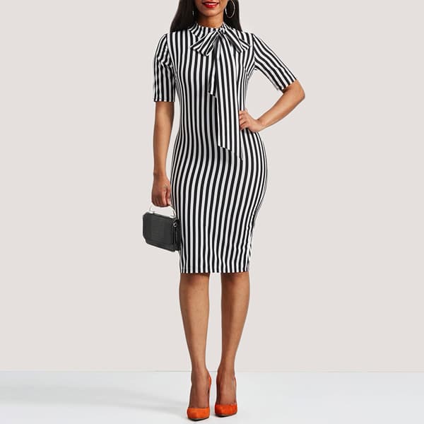 striped corporate dress