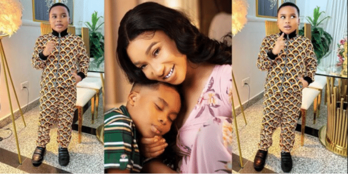 Netizens react as Nigerian actress Tonto Dikeh shares new pictures of son