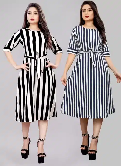 white striped corporate gown