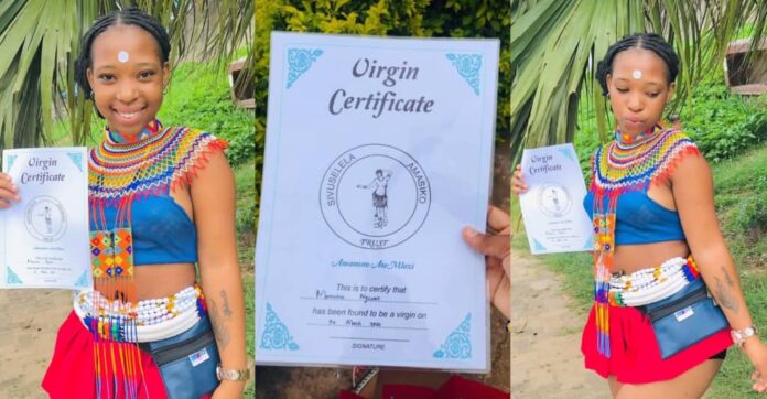Na achievement?: Lady celebrates as her certificate of virginity | Battabox.com