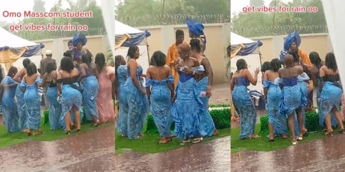 Aso-ebi ladies defy rain to dance with bride during her traditional wedding ceremony | Battabox.com