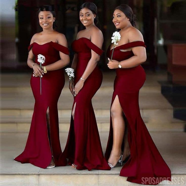 red bridesmaids outfit