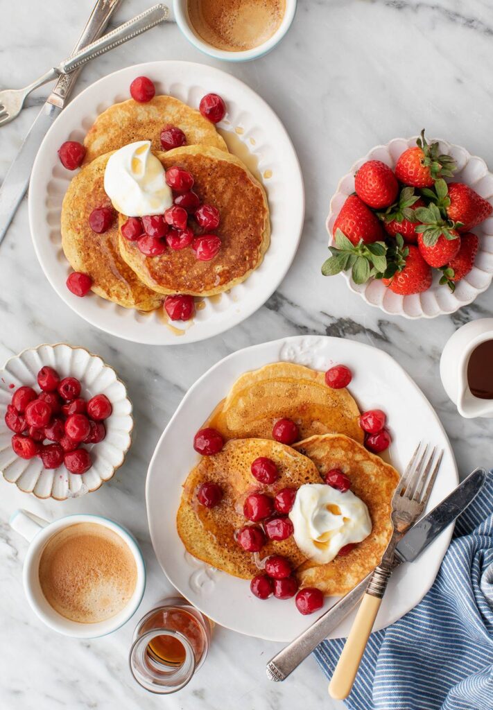 Gluten-free pancakes with toppings