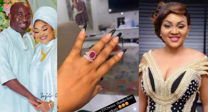 Mercy Aigbe Flaunts a Sparking New Wedding Ring from Her Husband, Kazim Adeoti| Battabox.com