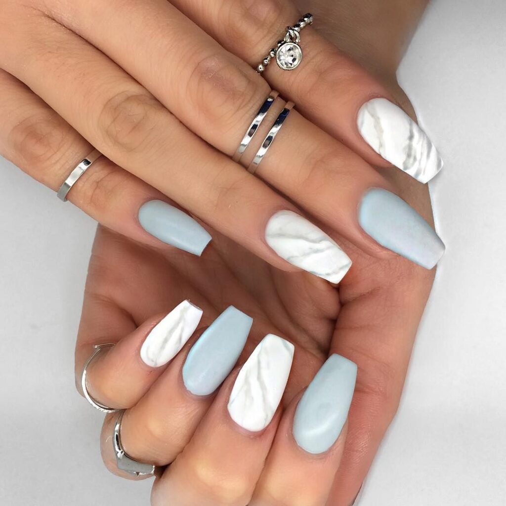 Matte marble acrylic nails