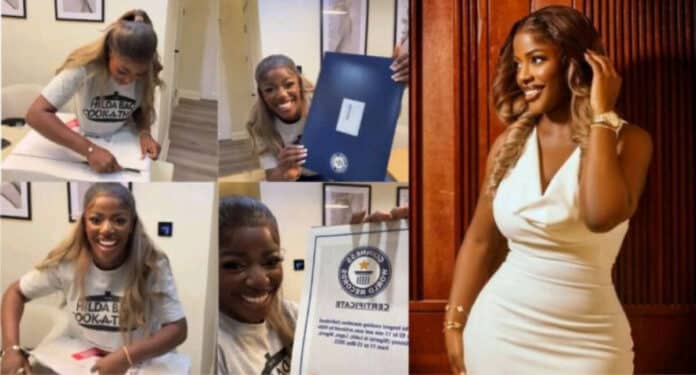 Hilda Baci unboxes her package for the Guinness world record plaque; Celebrities rejoice with her | Battabox.com
