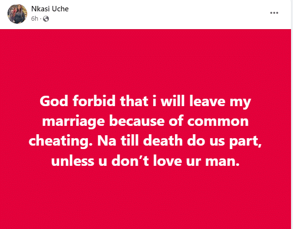 Nigerian woman says she can never leave her husband