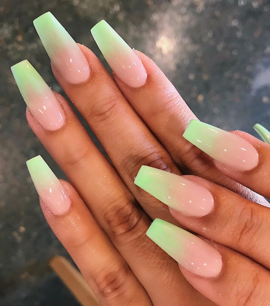 Light green ombre nails