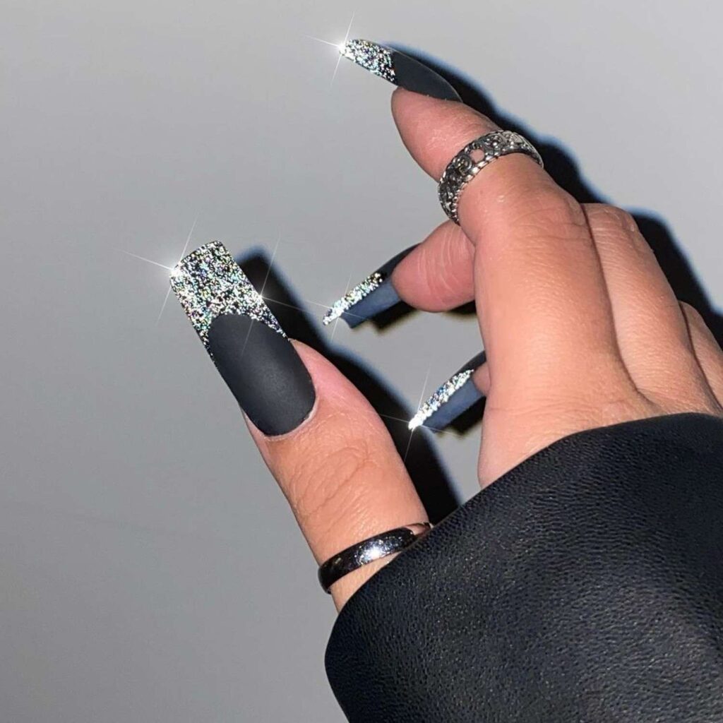 Matte black acrylic nail ideas