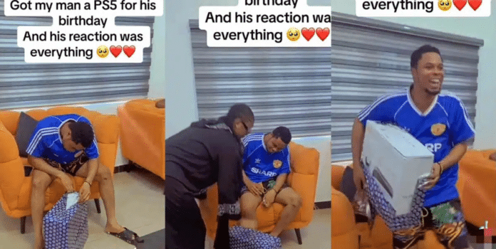 Nigerian lady shocks boyfriend with stunning birthday surprise, gifts him N475K PS5 on his birthday