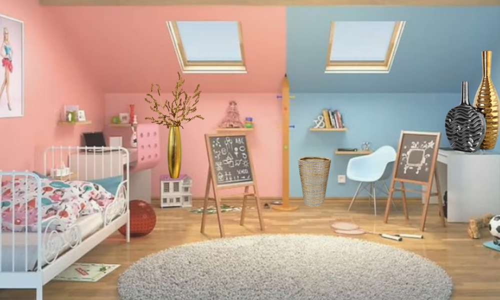 Baby Blue and Pink two-colour Combination for Bedroom Walls
