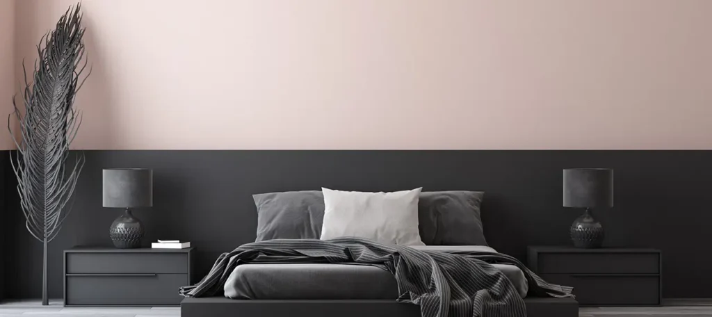 Black and Pink two colour Combination for bedroom Wall