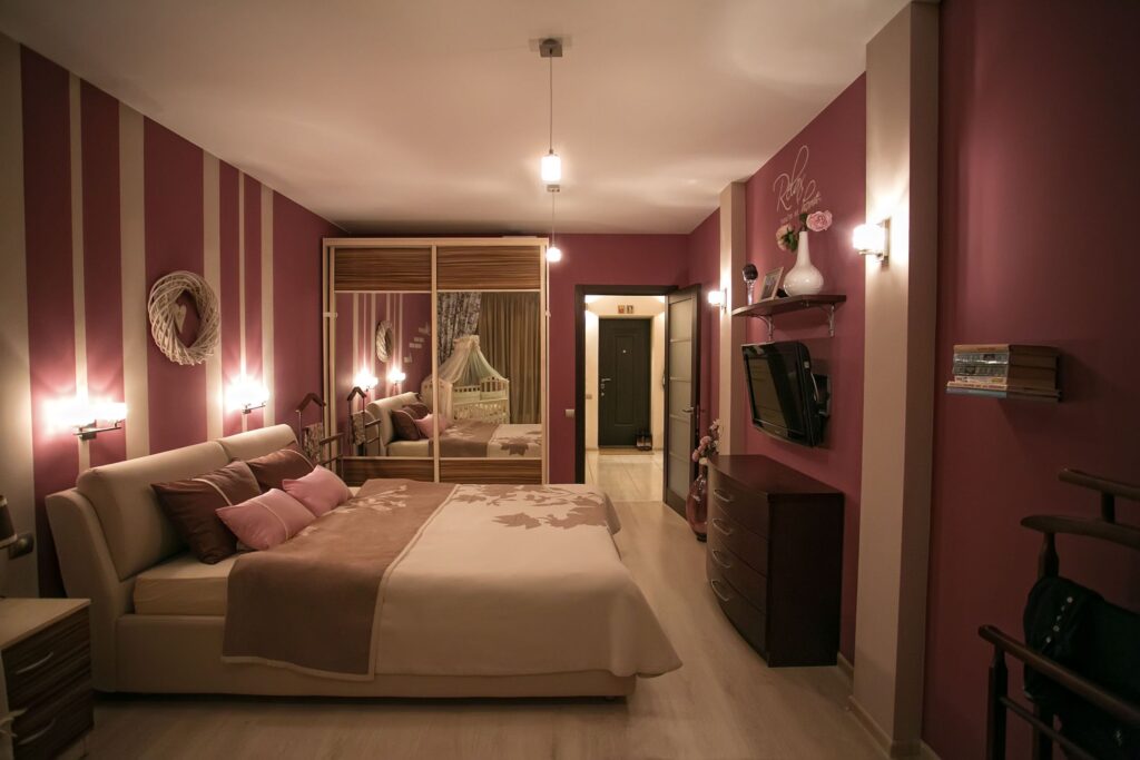 Ivory and Pink two-colour Combination for Bedroom.