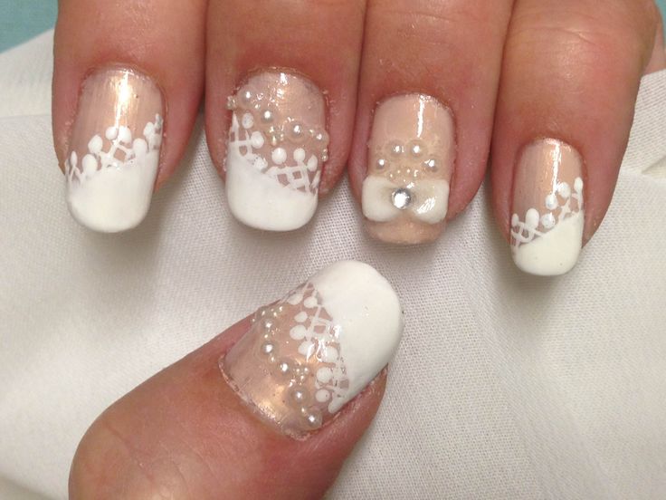 Pearl Embellishments French Nail Designs