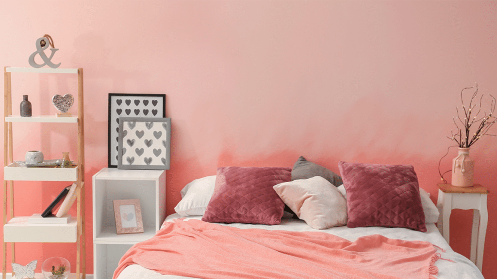 Red-and-Pink-two-colour-Combination-for-Bedroom-Wall