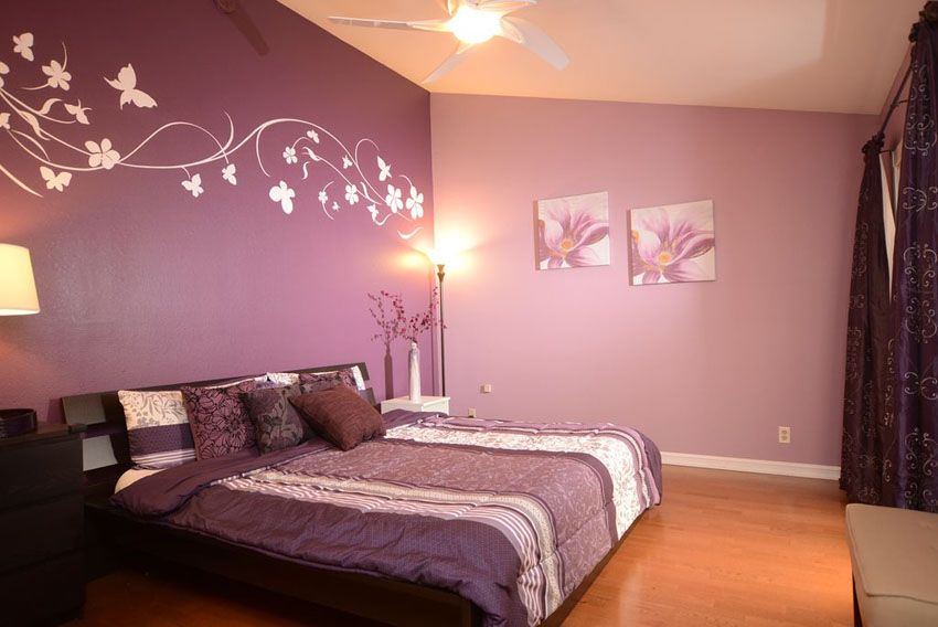 Violet and Pink two-colour Combination for Bedroom Walls