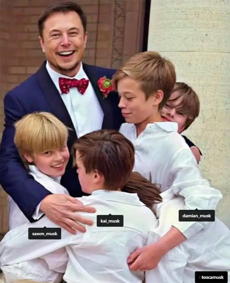 Kai with his siblings and dad, Elon Musk