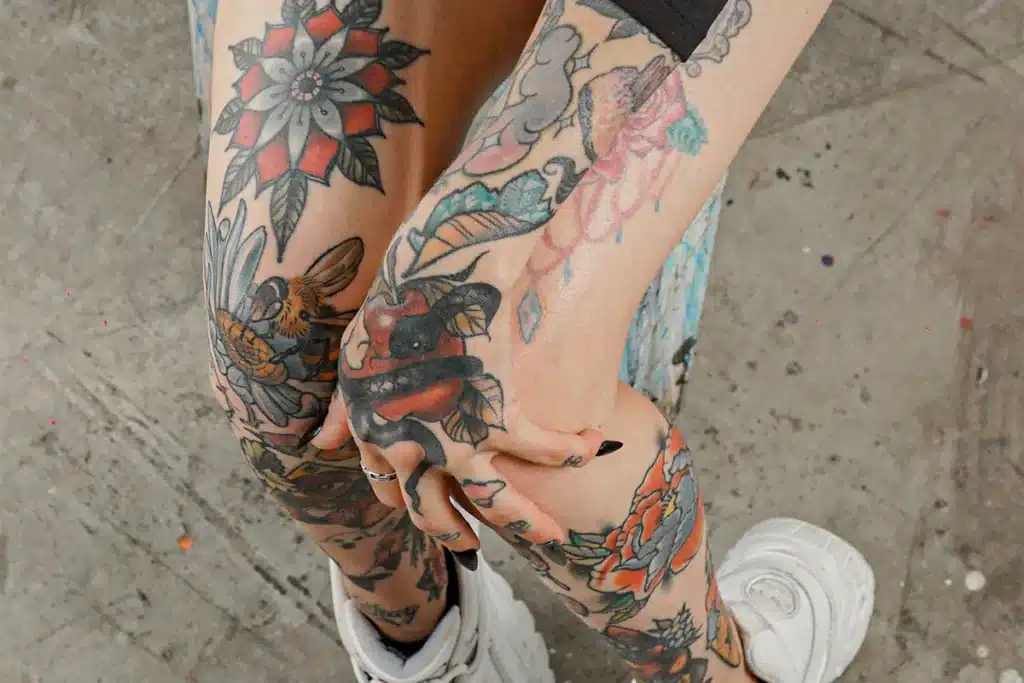Leg tattoos