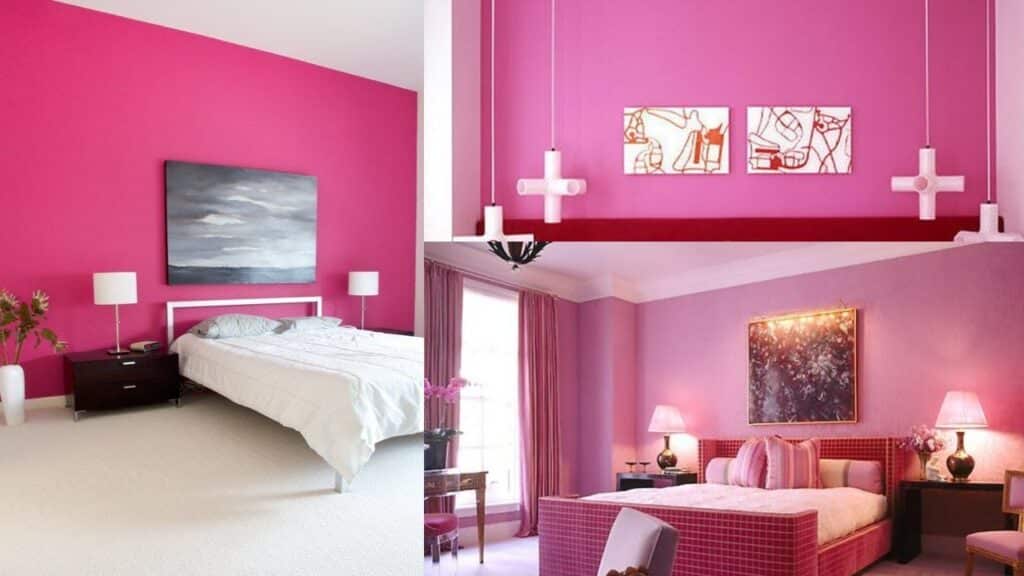 Pink Two-Colour Combination for Bedroom Walls 