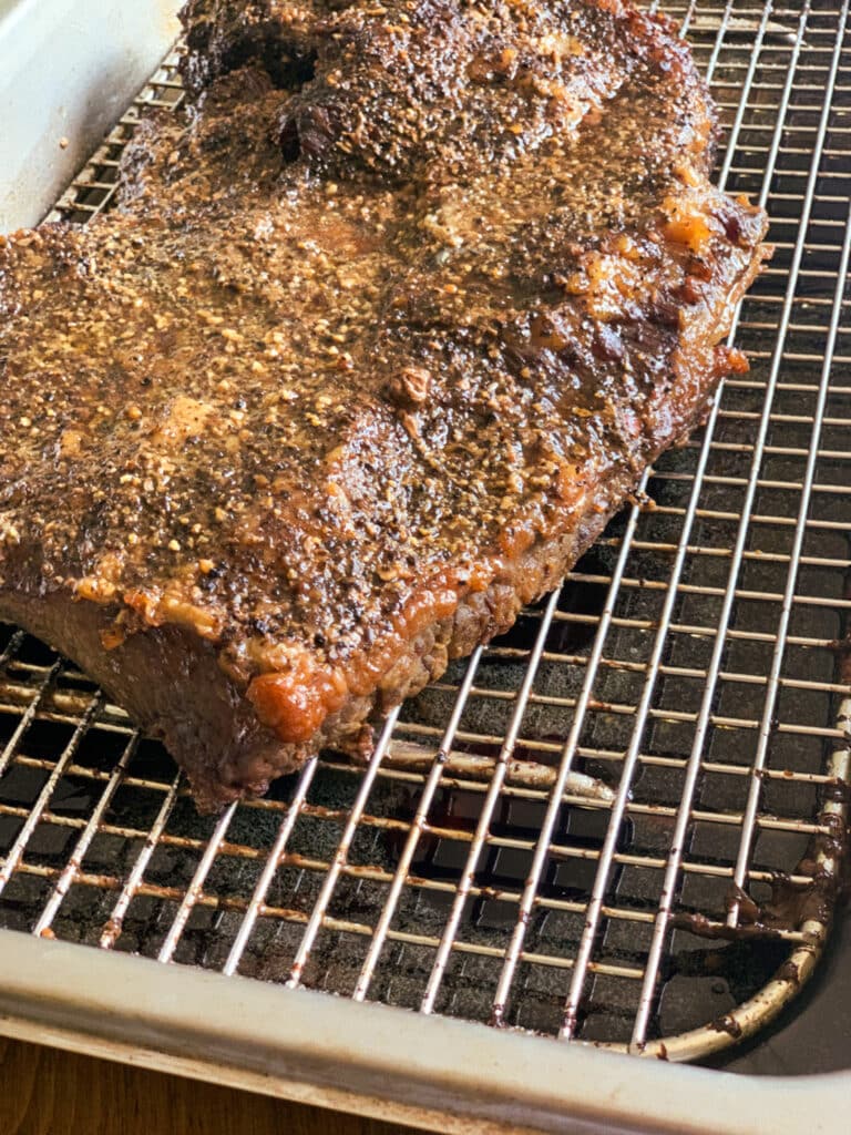 An oven smoked brisket