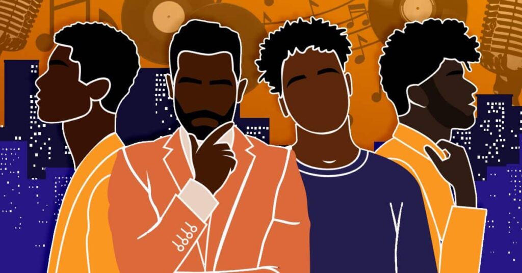 Animation of black male singers
