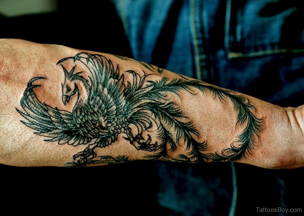 Barbed wire tattoo with a phoenix