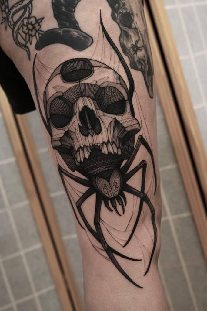 Skull spider Tattoo