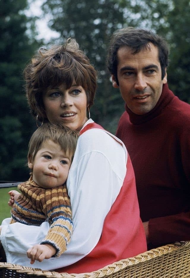Jane Fonda and Roger Vadim with baby Vanessa