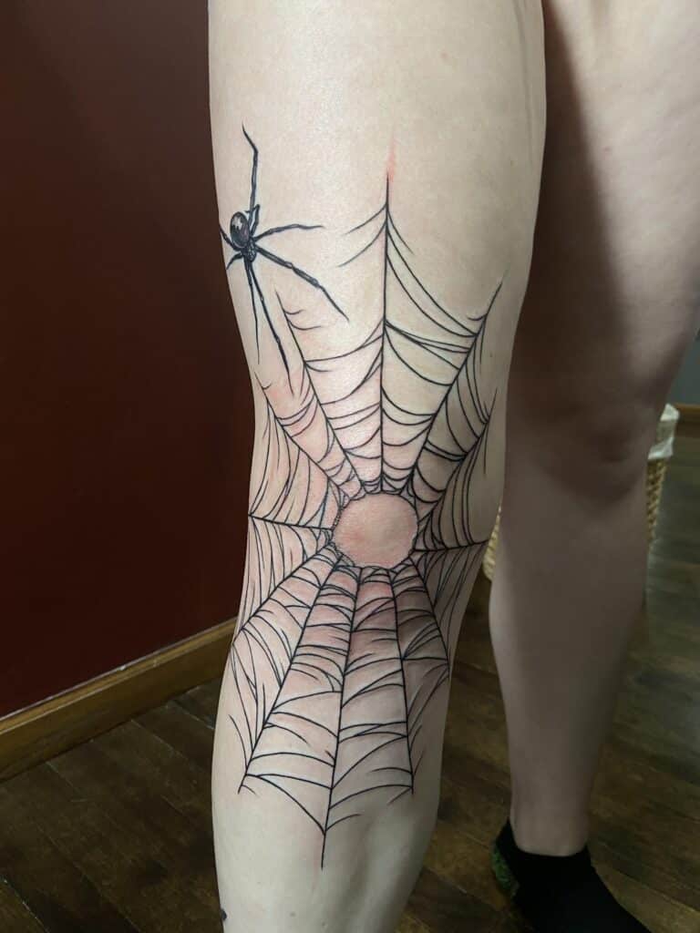 Spider Knee tattoo